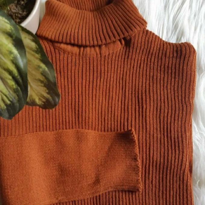 Sw Sweater Rajut Wanita Turtle Neck Stretch Import