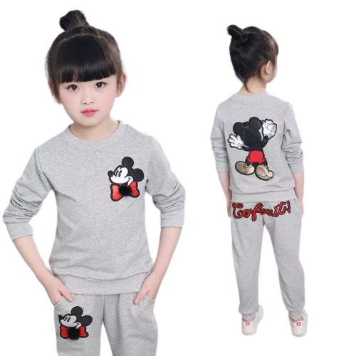 TokoMilkan - Setelan Baju Anak Perempuan MECKEY Umur 3-9 Tahun Bahan Fleece