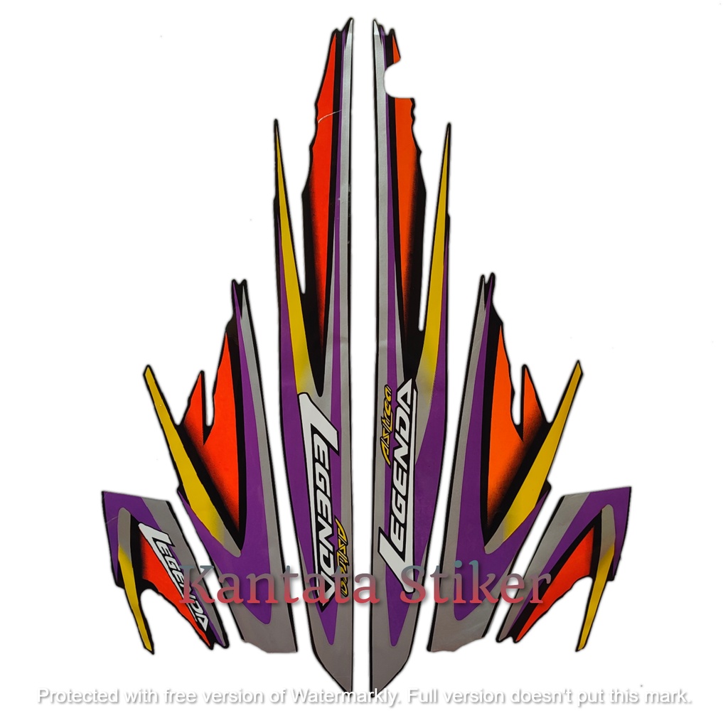 STIKER STRIPING LIS LES BODY MOTOR HONDA ASTREA LEGENDA 1 2001 UNGU STANDAR FULL SET
