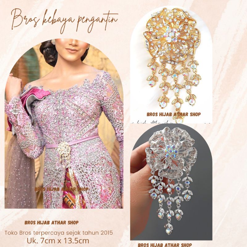 Bros Kebaya Pengantin/Bross Besar/Bros Bunga Juntai /Bros Mewah Kutubaru Emas Perak Jumbo