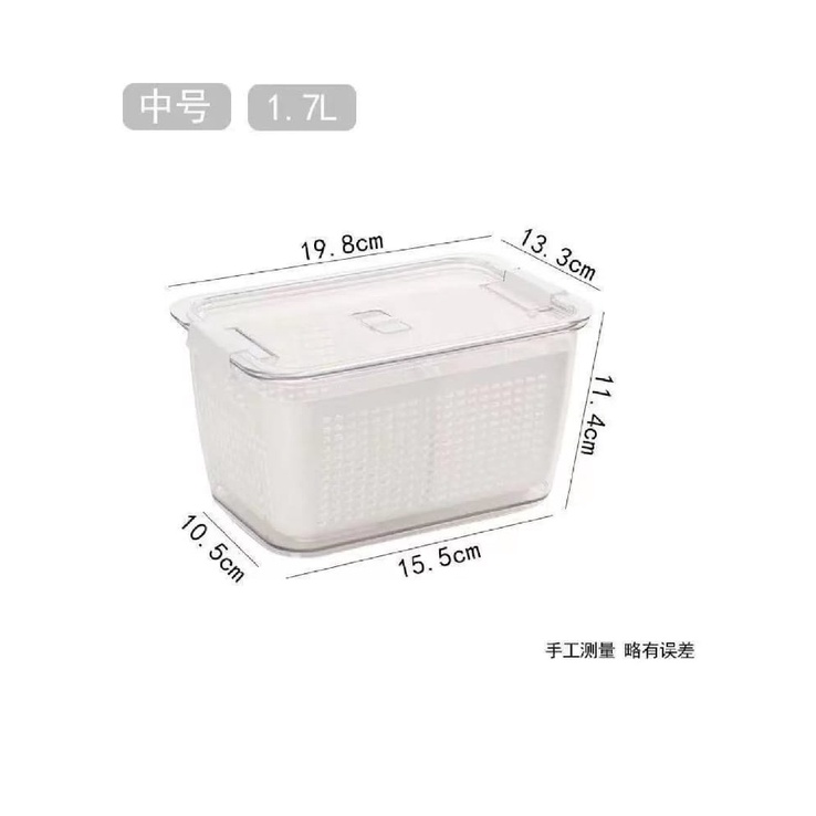 STV Compartment refrigerator drain basket toples saringan Fresh Box Penyimpanan Makanan Kotak Penyimpanan Makanan Segar Kulkas Buah Sayuran dengan saringan draining basket storage food box ukuran Medium