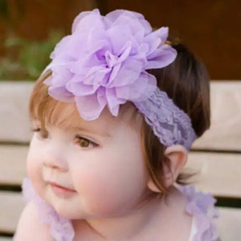 flower headband / bandana bunga / bandana bayi import / headband baby pita lucu brukat bunga sifon