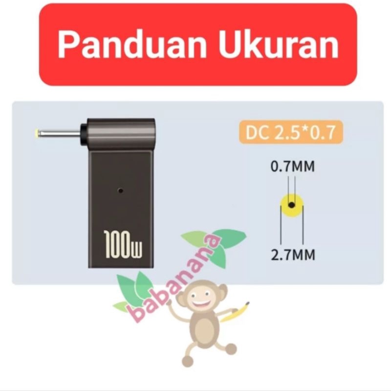 Adapter Charger for Laptop USB Type-C 100 watt to DC Casan Converter