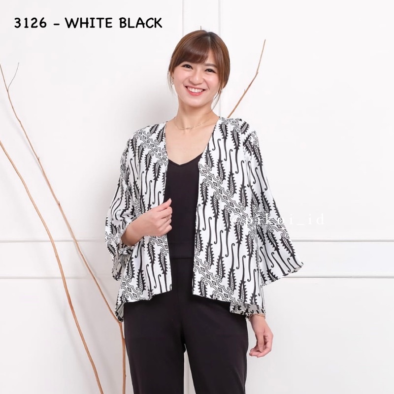 Cardigan batik satin wanita / outer seragam batik kerja kantor / bolero batik cewek modern 241 3126