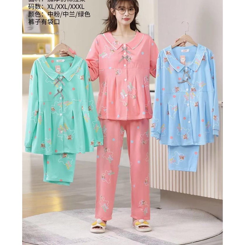 BAJU TIDUR KOREA PIYAMA IMPORT PP RENDA PREMIUM - LIVE
