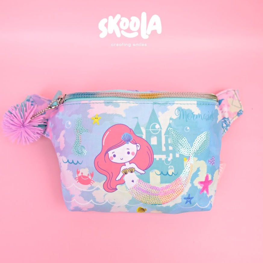 Skoola Tas Anak Perempuan PAUD Remaja Waist Bag Pinggang Unicorn Mermaid Lucu - Karu