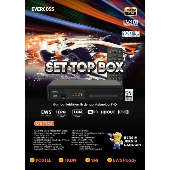 Evercoss STB Digital TV Receiver Full HD/WIFI Bisa Youtube