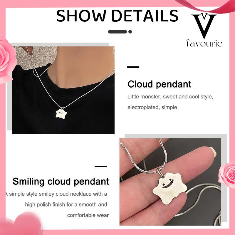 CODKalung Monster Senyum Kecil Rantai Perak Titanium Besi Retro Hip-hop Gaya Untuk Wanita/Pria-FA