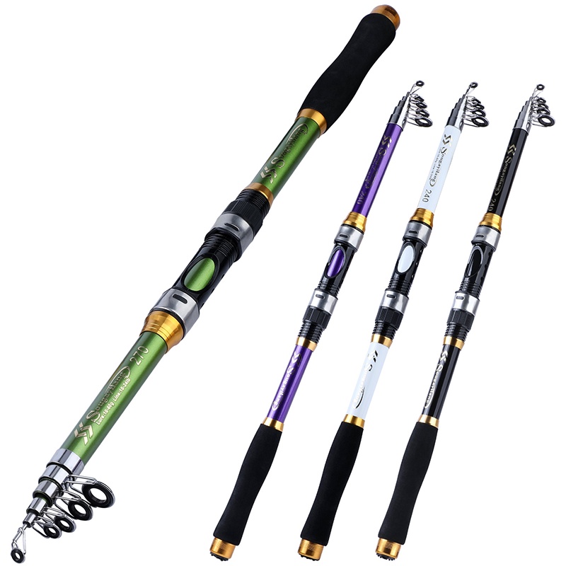 4 Warna Teleskopik Teleskopik Spining Fishing Rod Badan Batang Serat Kaca Dan Pegangan Pancing EVA Untuk Air Tawar (1.8m / 2.1m / 2.4m / 2.7m / 3.0m / 3.6m)