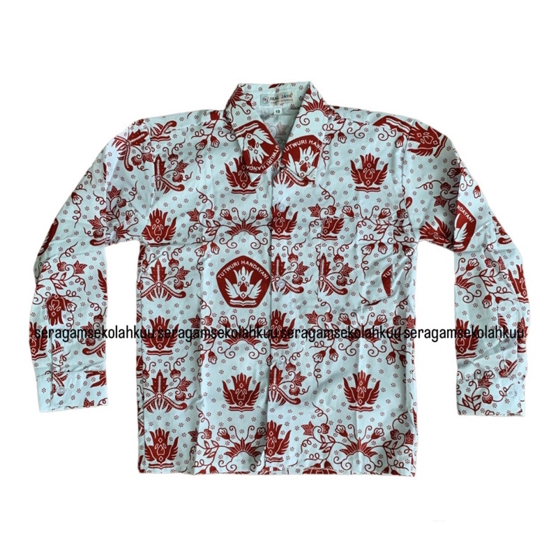 Baju Kemeja Batik Tut Wuri Handayani Merah Seragam Sekolah SD Lengan PANJANG