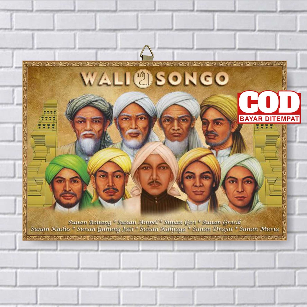 POSTER KAYU WALI SONGO / FOTO BINGKAI WALI SONGO / POSTER ULAMA / WALL DECOR / HIASAN DINDING / MURA