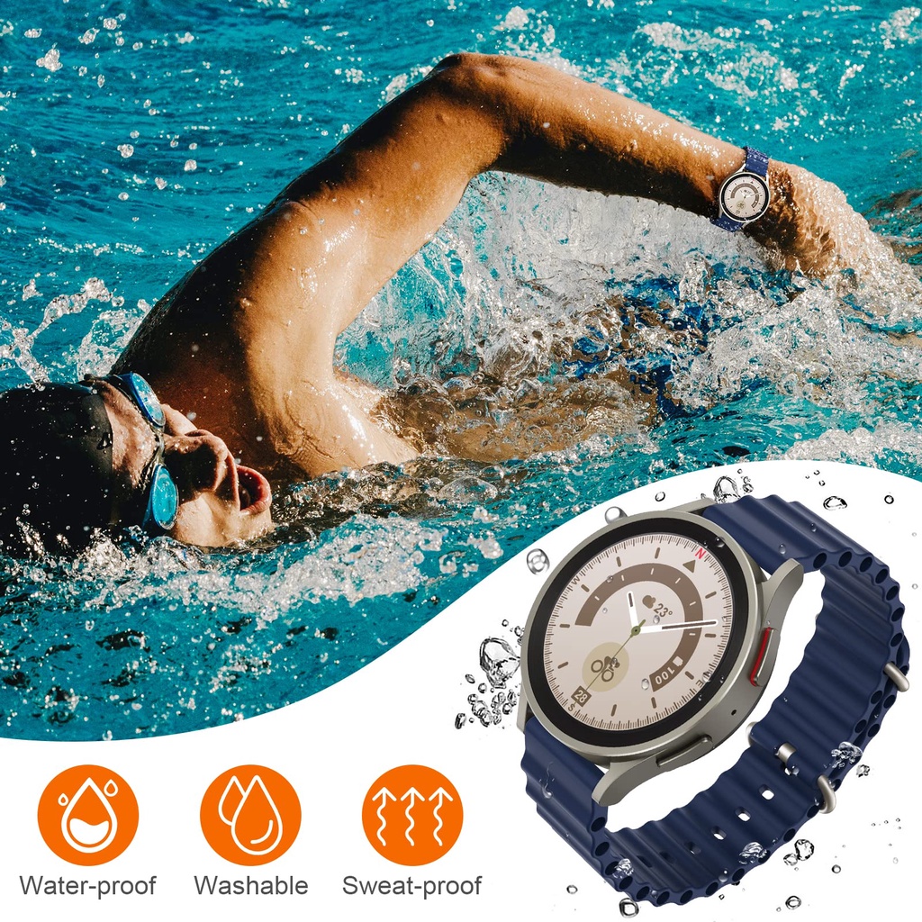 OCEAN Silicone sport Tali Jam 20mm 22mm Strap Samsung Galaxy watch 46mm 42mm gAlaxy watch 3 4 5 pro 40mm 41mm 44mm 45mm Gear S2 Gear s3 sport