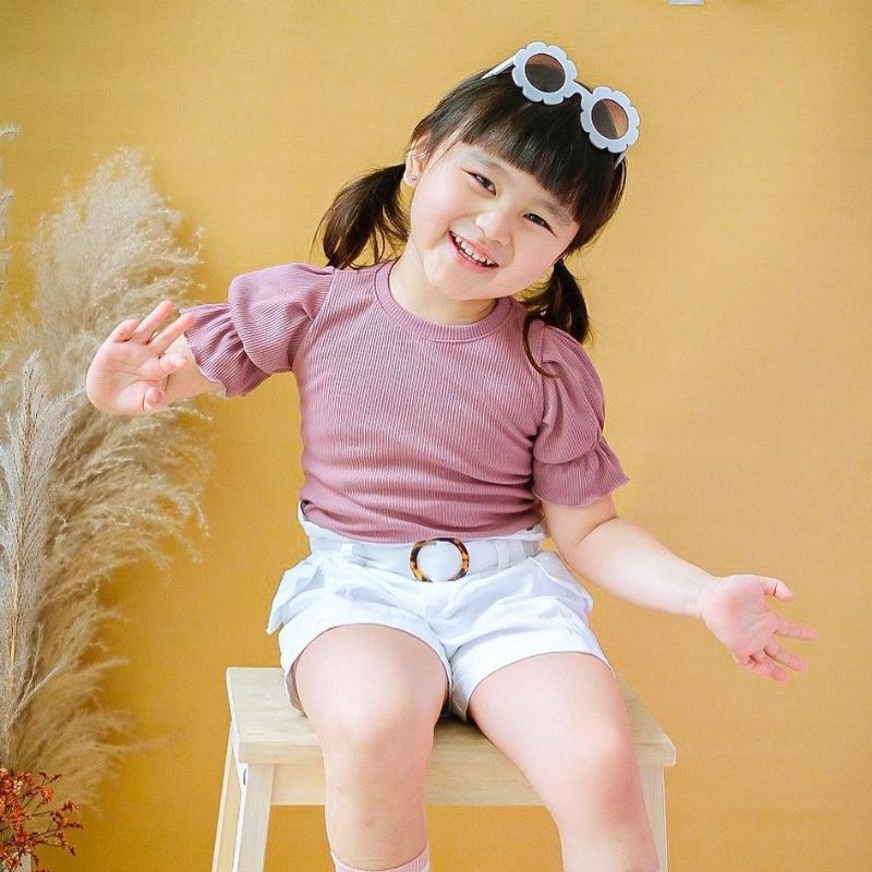 Baju Anak Perempuan NAURA Ruffle Knit Tee Rib 1-5 tahun