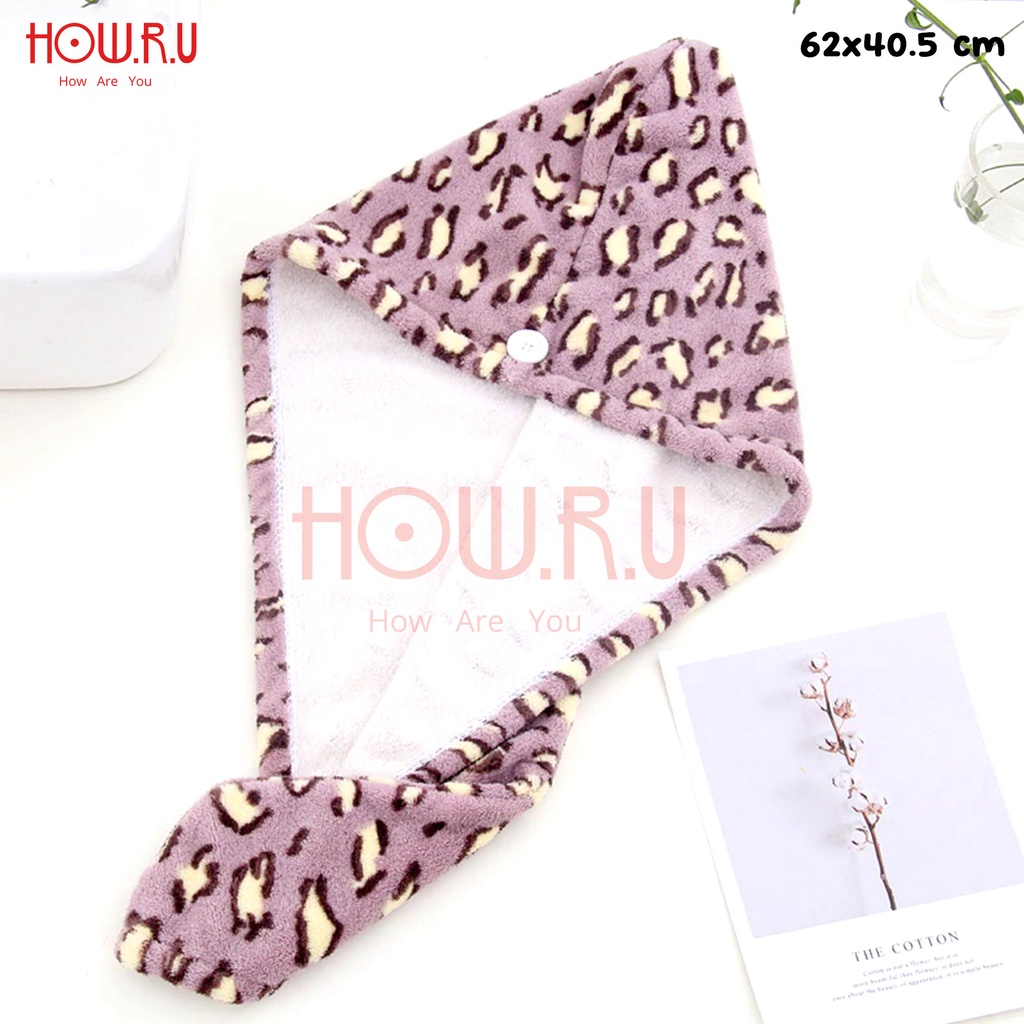 HOW.R.U | Handuk Keramas Motif Tutul Bahan Microfiber Cepat Kering