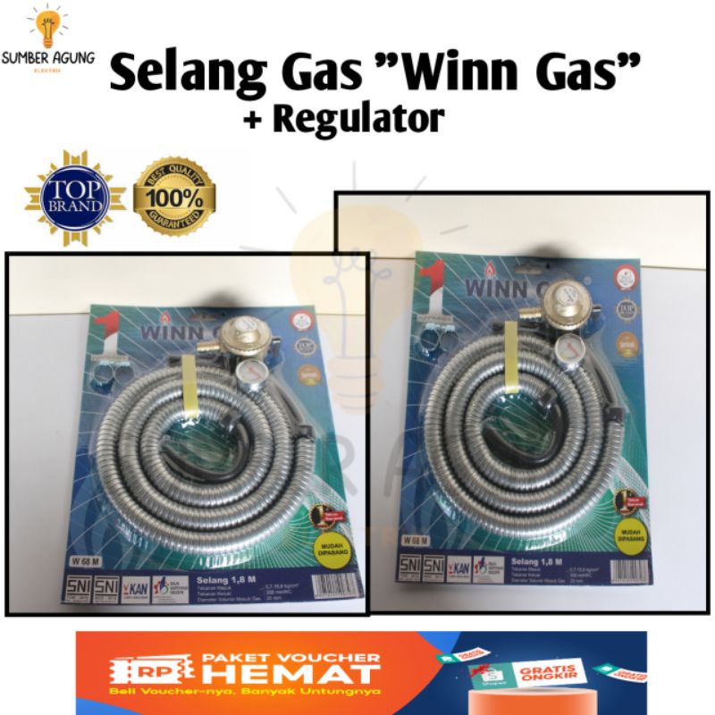 Selang Gas LPG+Regulator Merk-Winn Gas / selang gas buat masak + regulator