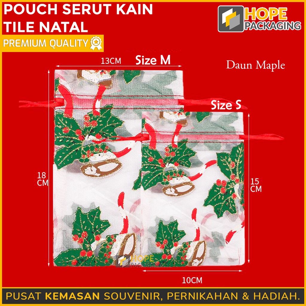 Pouch Serut Kain Tile Natal /  Size  S = 10x 15 cm / Tas Natal Souvenir