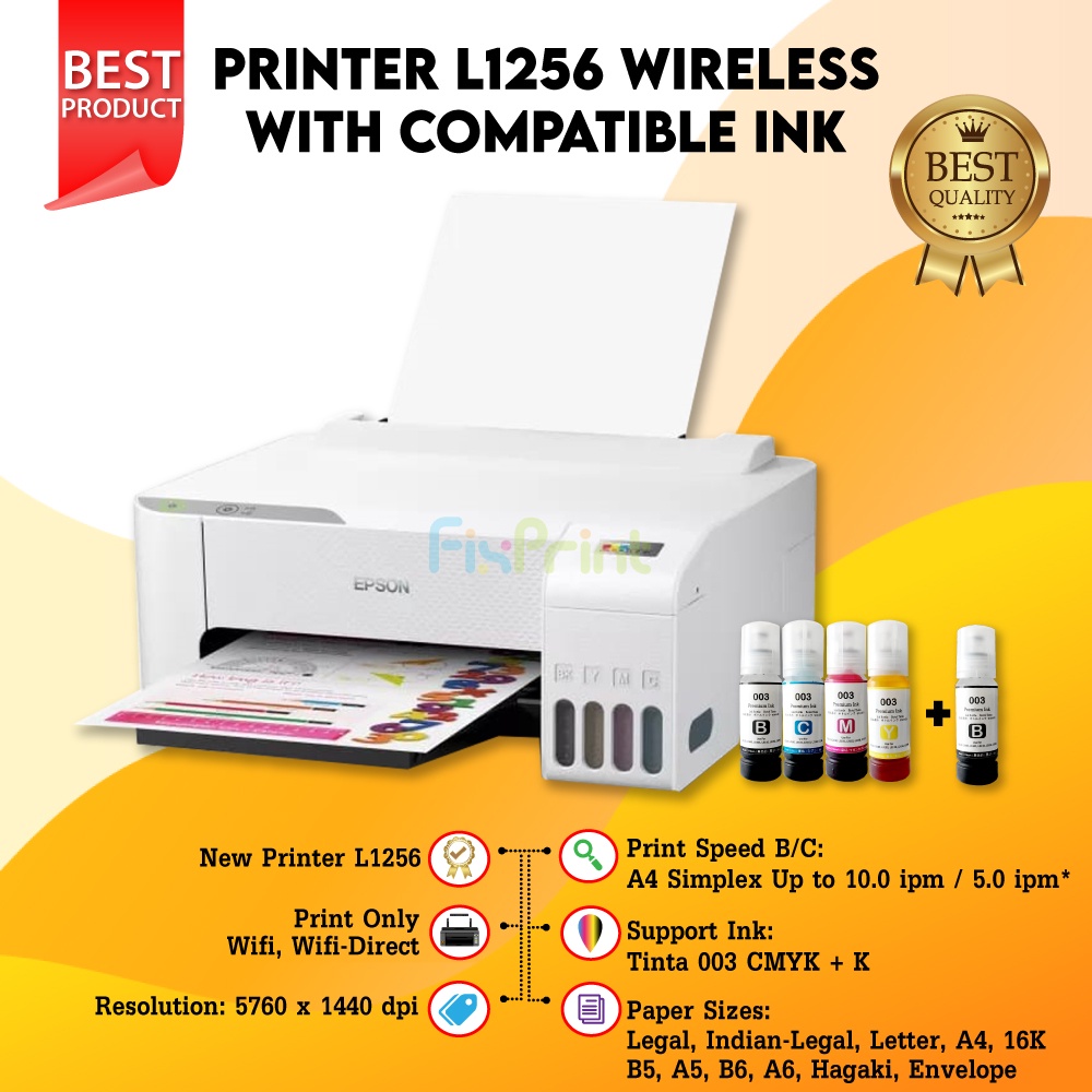 Printer Epsn L1250 L1256 Print Only Wifi Cetak A4 Warna Baru