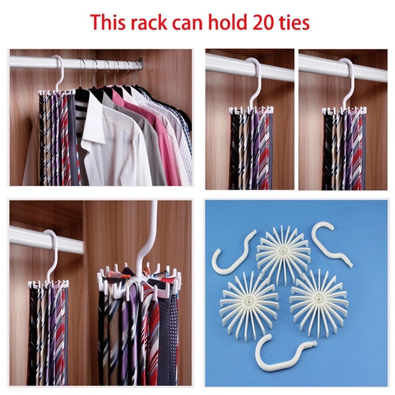 Pengait Penyimpanan Tas Tangan Perhiasan Hemat Tempat Perlengkapan Organize Rumah 20cakar Tempat Dasi Sabuk360° Rotating Clothes Hanger Rak Gantung Topi Syal Anti slip