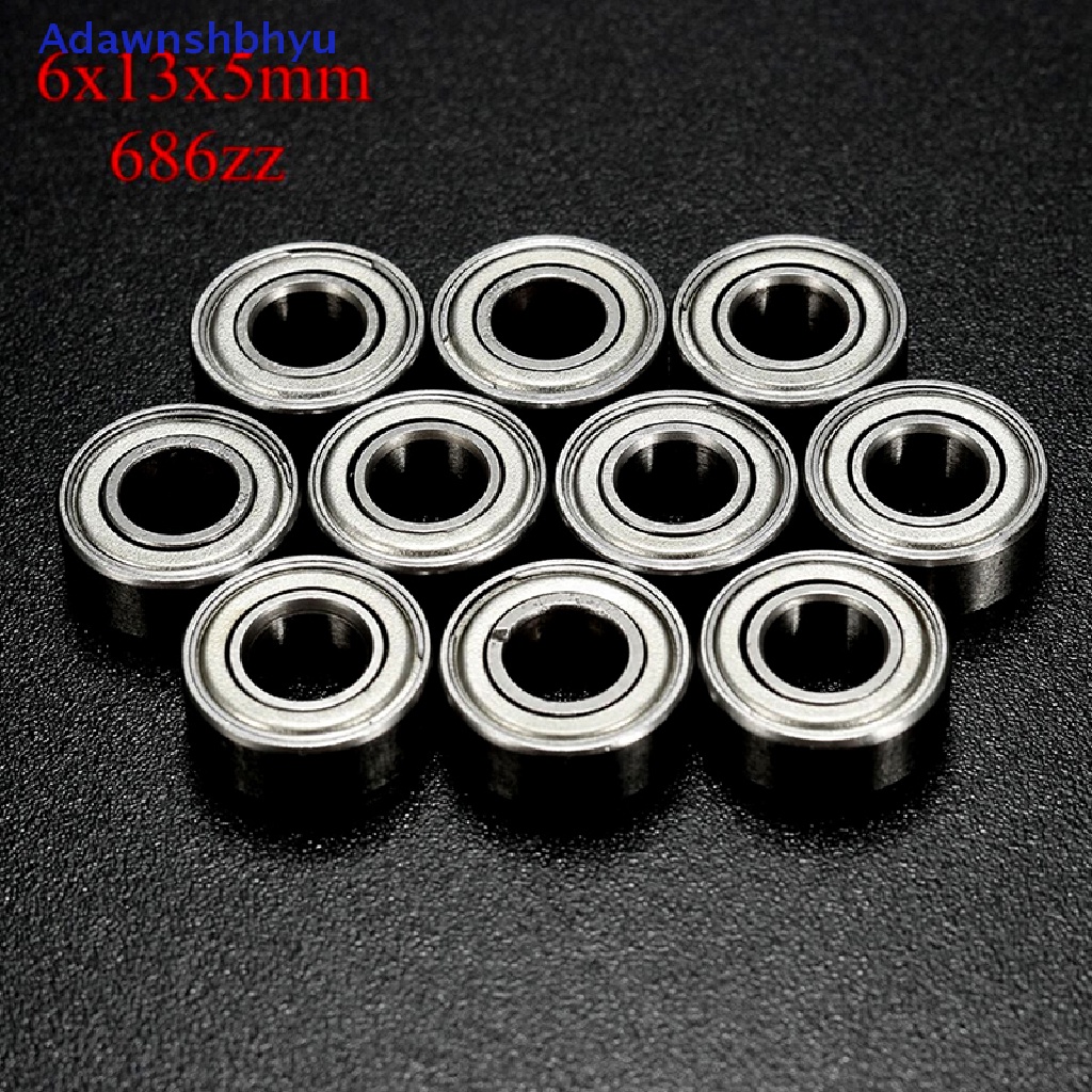 Adhyu 10Pc 686ZZ 6x13x5mm Miniatur Ball Bearing 6 * 13 * 5mm Metal Terlindung Mini Bearing ID