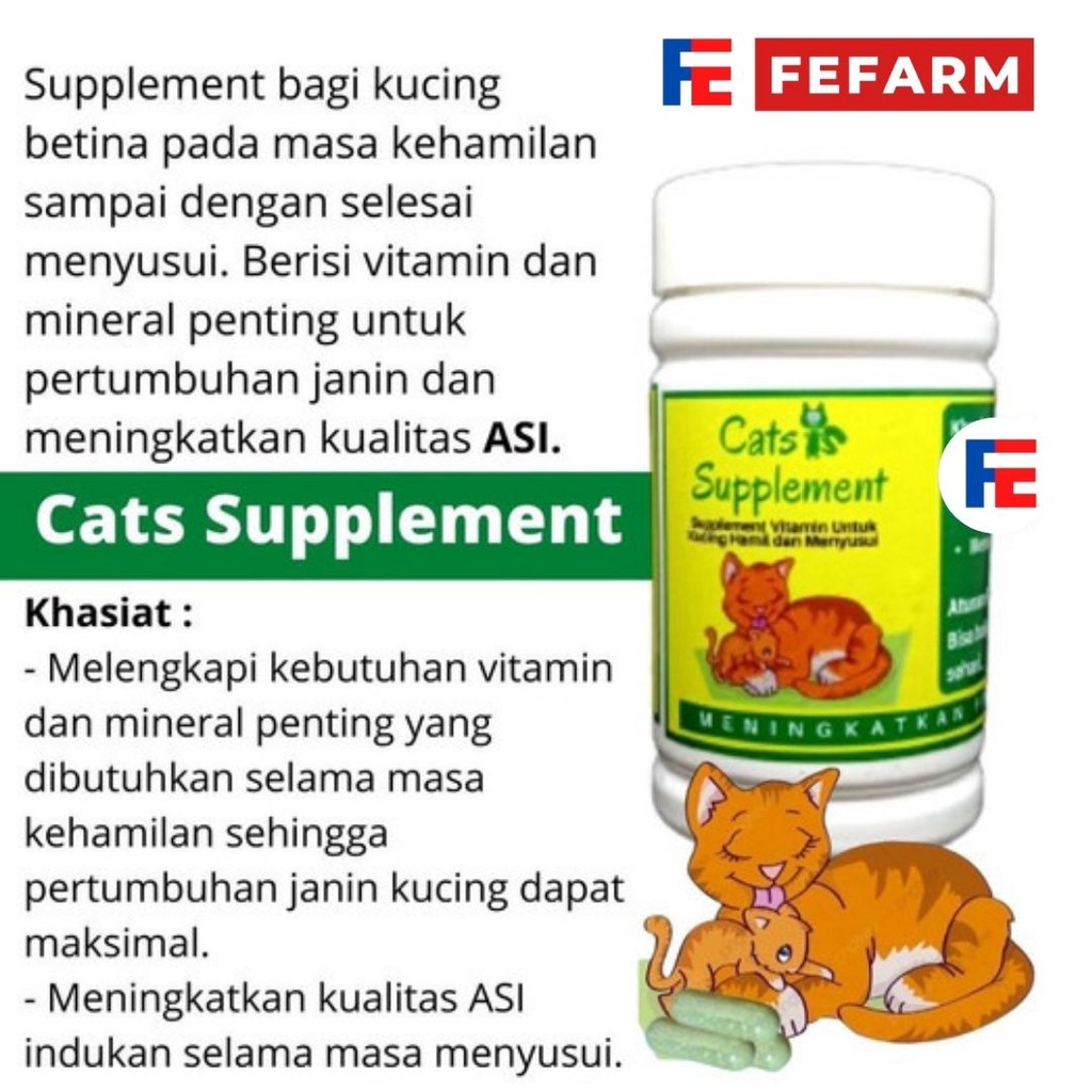 SUPLEMEN KUCING PELANCAR AIR SUSU INDUKAN KUCING FEFARM