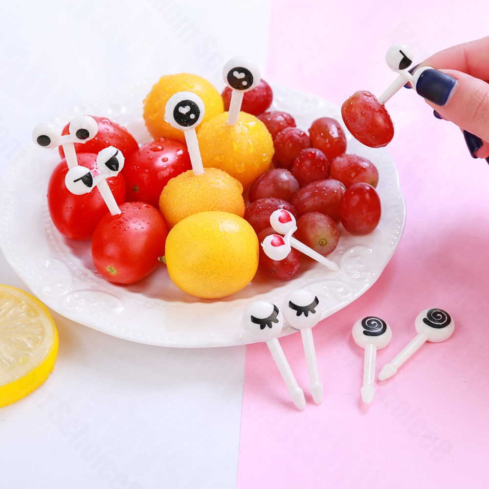 Halo Baby 10pcs Garpu Buah Mini tusukan bento Kue Dessert Mini Motif Kartun Hewan