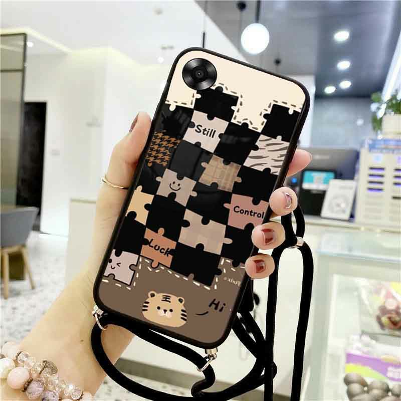 [CG312] Softcase Kaca Glossy + Tali Oppo A17 A17K - Case Hp Oppo A17 A17K - Kesing Hp Oppo A17K - Ca