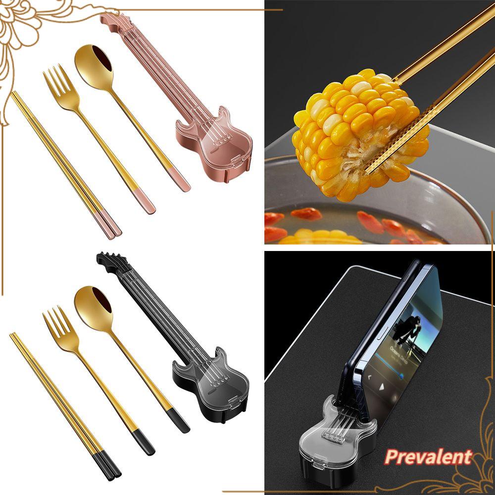 Preva 3Pcs Cutlery Set Perlengkapan Dapur Luar Ruangan Set Peralatan Makan Dengan Kotak Gitar