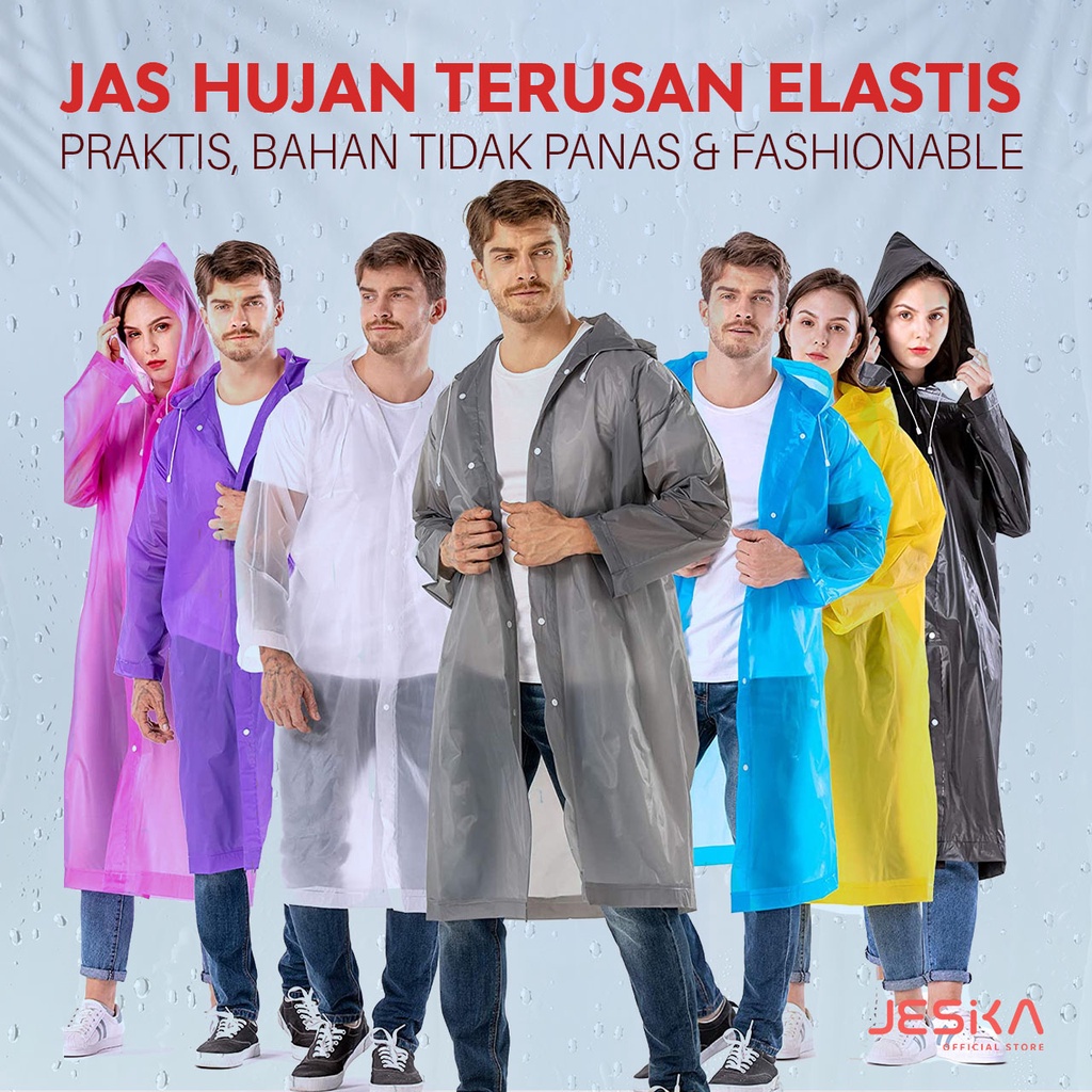 Jas hujan raincoat fashionable jubah outdor terusan yang bagus dan tebal eva pria wanita remaja plastik jumbo transparan bening ponco lucu lipat murah meriah