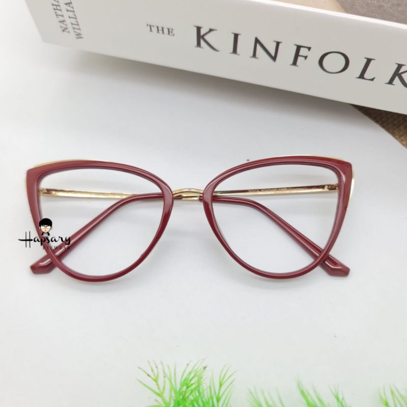 Frame Kacamata Wanita Cat Eye F3002 Minus Antiradiasi Blueray | Anti UV Photocromic | Bluecromic | Terbaru