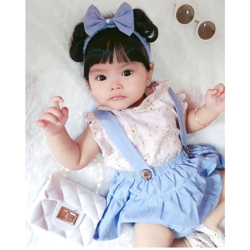 Baju Setelan Jumper Rok Bunga Bandana Sepatu Pergi Lucu Fashion Anak Bayi Perempuan Cewek Talitha / CLARA /AIKO / GIANNA / GEMPITA LOVE ASTER / AUDREY SIENA