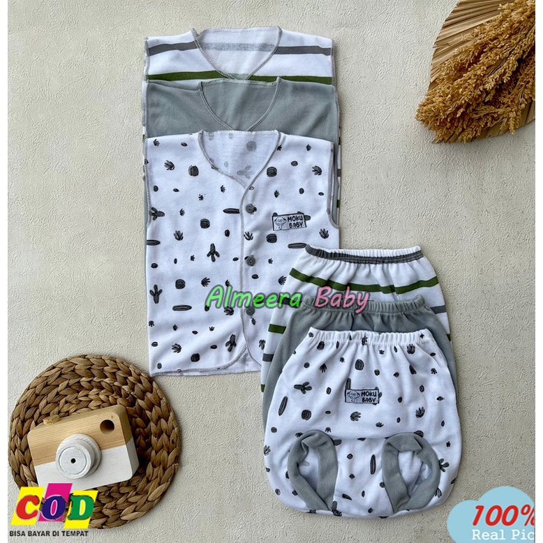 3 Setelan Baju Bayi Baru Lahir Baju Kutung Celana POP Usia 0-3 Bulan Anababy