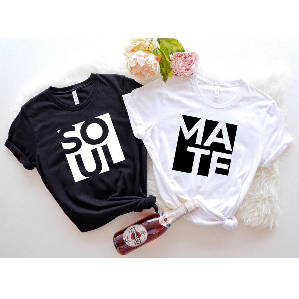 kaos SOULMATE kapelan sama pacar bahan katun premium kapel bestie kembar pasangan suami istri seraga