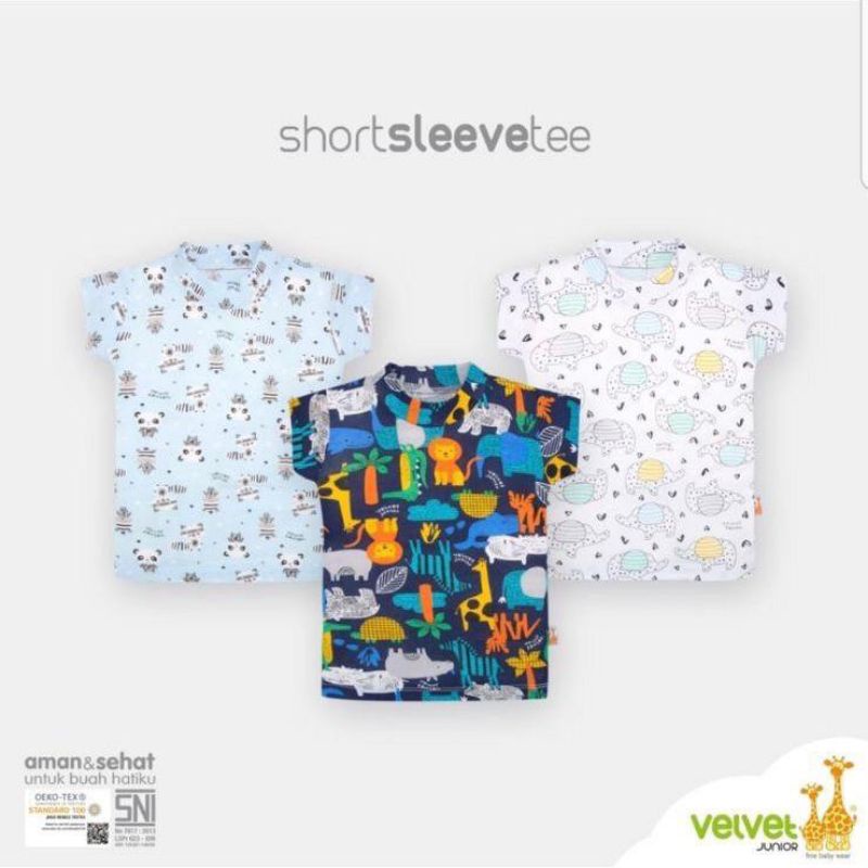 Kaos Oblong Velvet Junior Bayi Tipis Baju Tangan Pendek Warna Acak Termurah