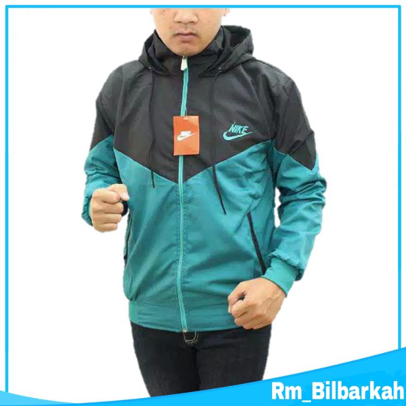 Jaket Parasut Olahraga Nike Kombinasi Abu tua hitam