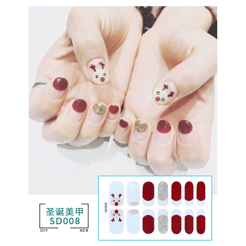 Stiker Natal Chrismas  Set 14 Nail  Art Manicure Tempelan Stiker Kuku Stiker Kuku lucu