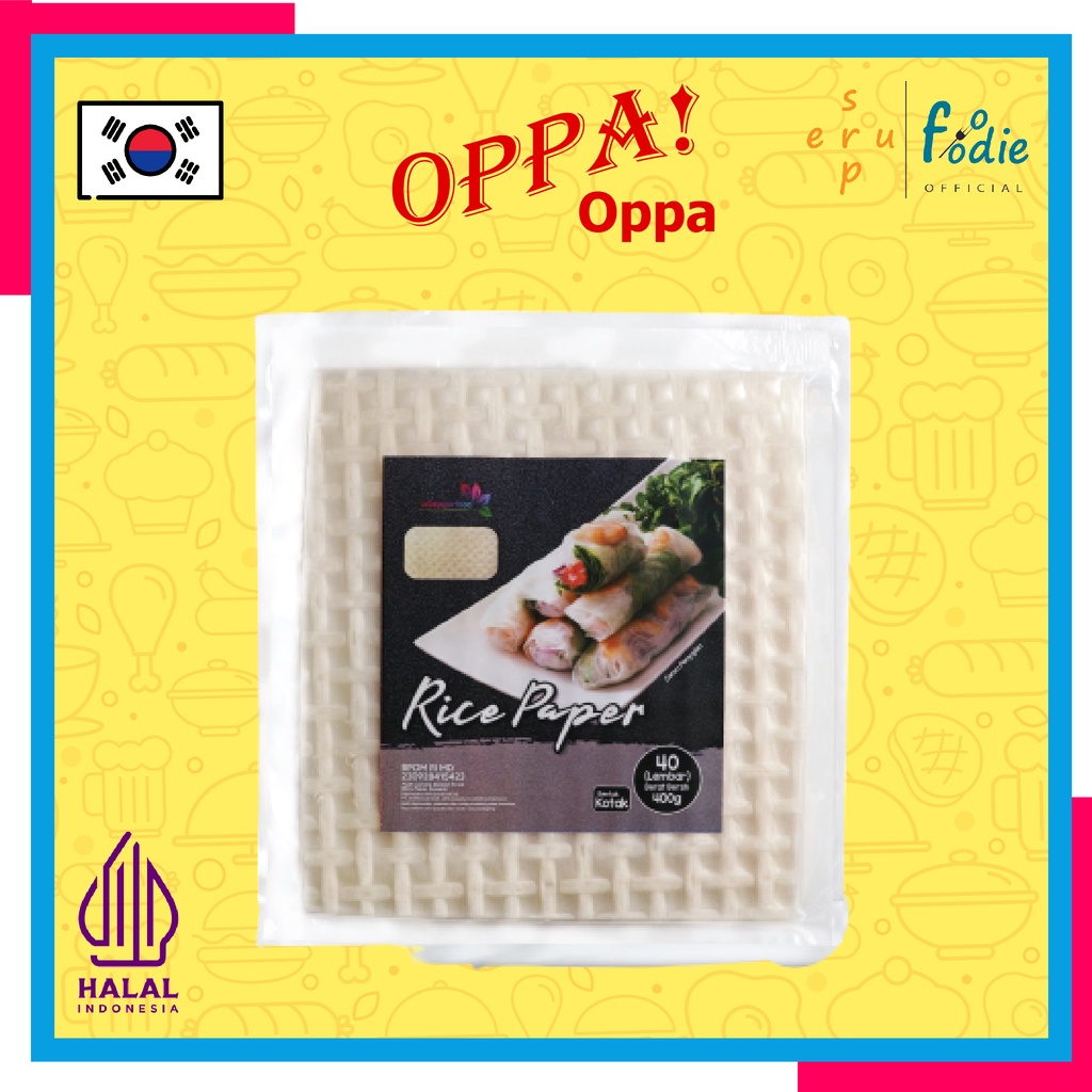 

SUPERFOODIE Rice Paper Kotak / Kulit Lumpia High Quality Kulit Risol dan Risoles Halal dari Tepung Beras isi 50 Lembar