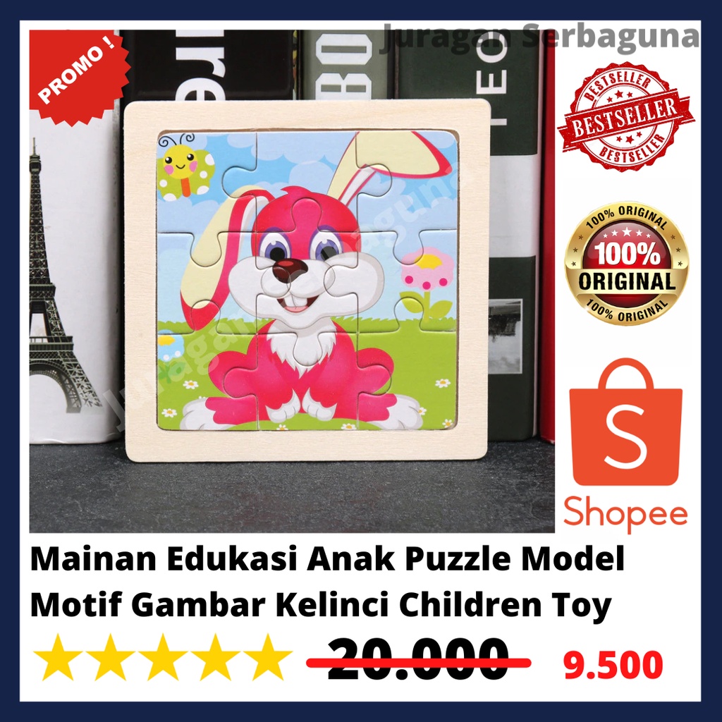 Mainan Edukasi Anak Puzzle Model Motif Gambar Kelinci Children Toy