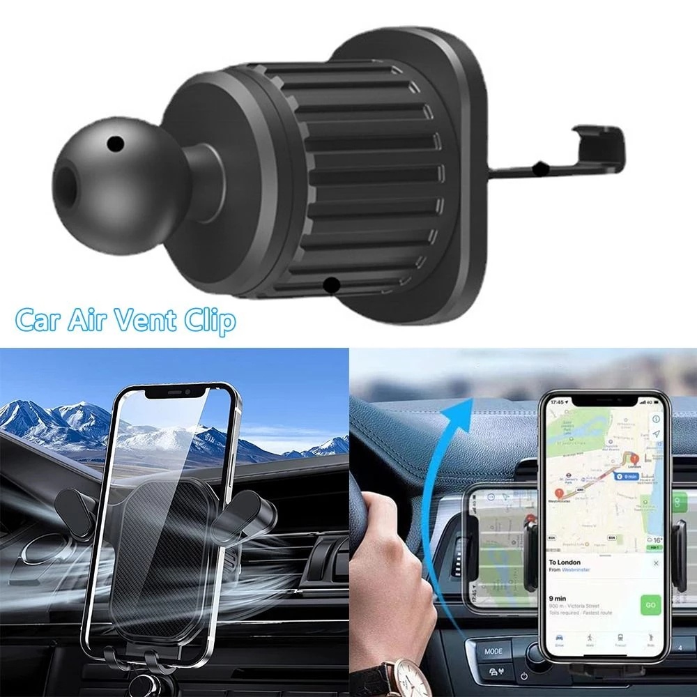 Universal Car Air Vent Clip Mount 17mm Ball Head Base Car Mobile Phone Holder Adjusting Head Car Air Outlet Hook Car Air Outlet Bracket Aksesoris