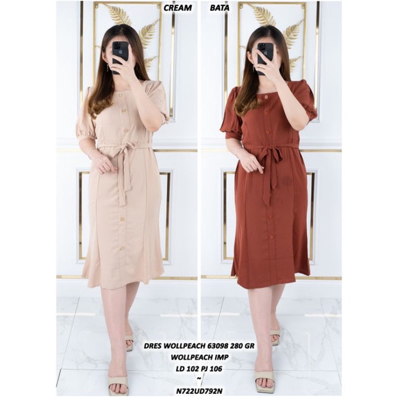 Dress Wollpeach 6309 Kancing /ld 102