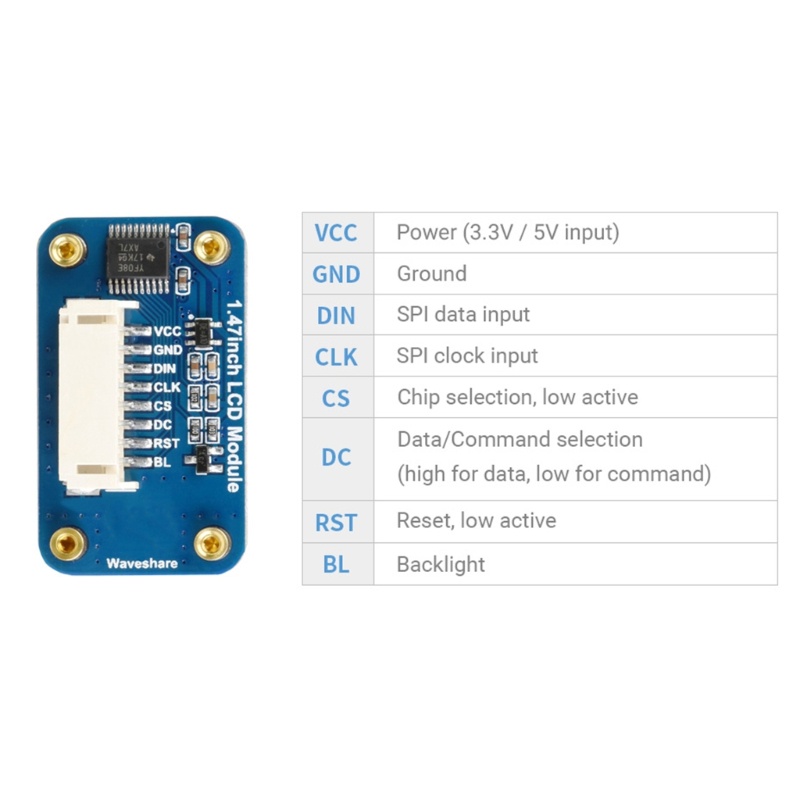 Zzz 1.47 Inches LCD Display 172x320 SPI Screen ST7789V3 Driver SPI Interface Untuk STM32 RaspberryPi 4 3 Modul