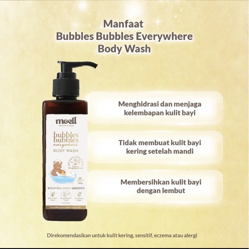 MOELL Body Wash 185gr / Sabun Mandi Natural / Body Wash bubbles everywhere