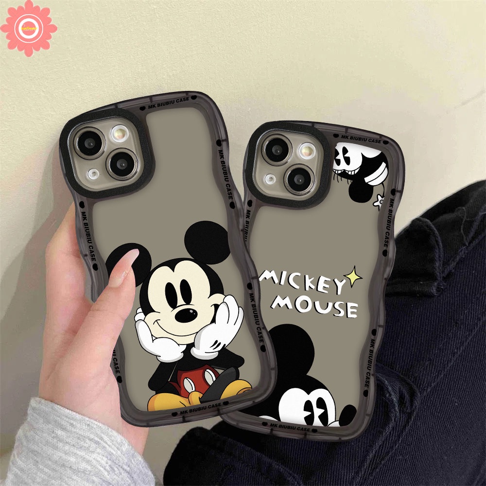 Couple Case Compatible For iPhone 11 14 13 12 Pro Max 6 6s 8 7 Plus 14Plus XR X XS Max SE 2020 Wavy Edge Cartoon Cute Disney Mickey Mouse Soft TPU Cover