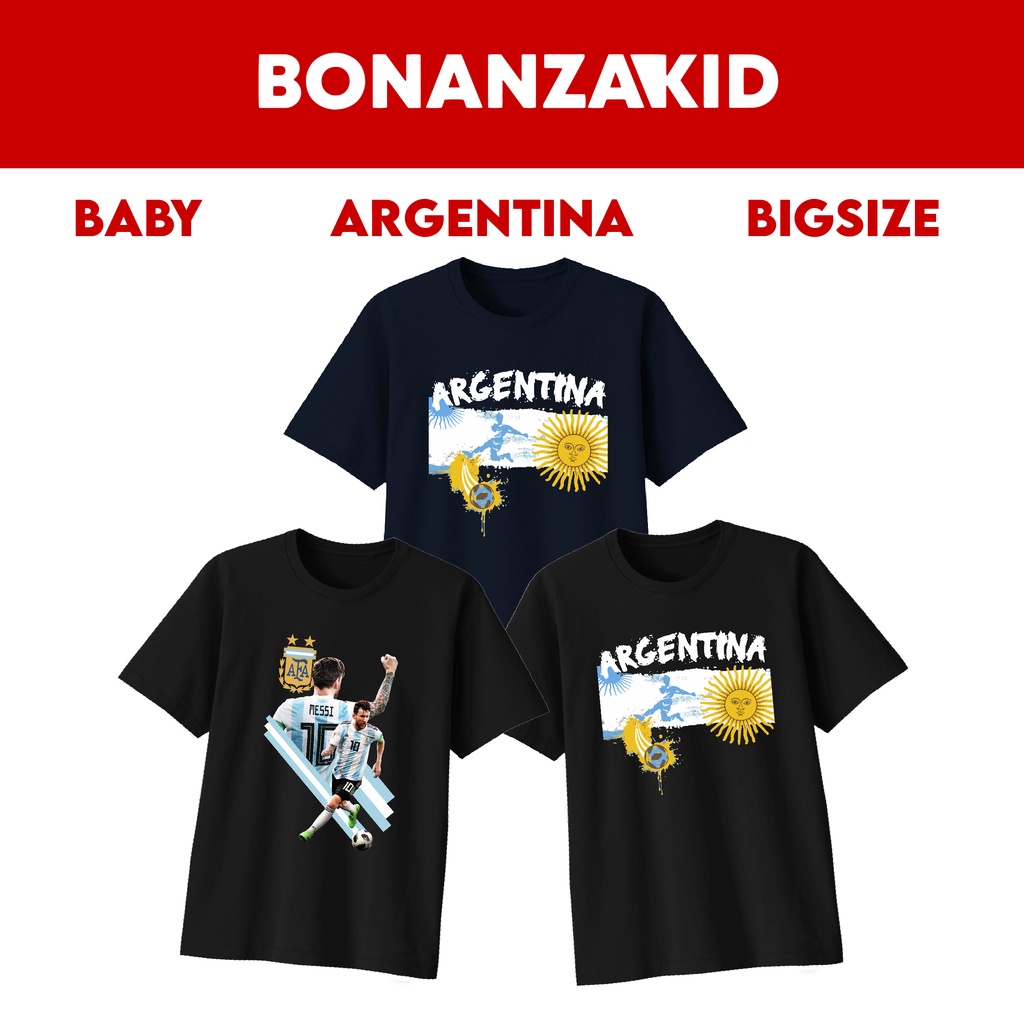 Baju Kaos ARGENTINA Size Bayi Sampai Bigsize Bahan Katun Combed 30s