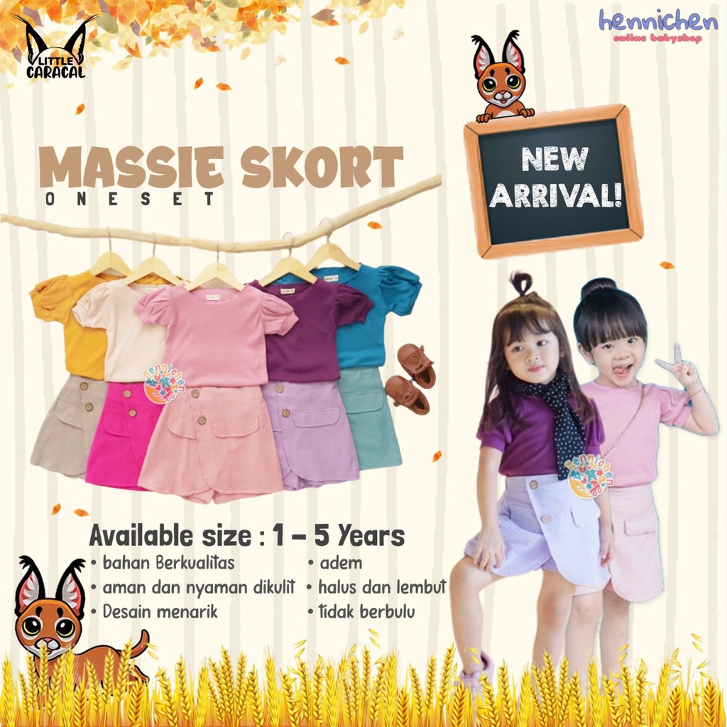 LITTLE CARACAL MASSIE SKORT ONESET BAJU ANAK SKORT ANAK FASHION ANAK PEREMPUAN 1-5 TAHUN