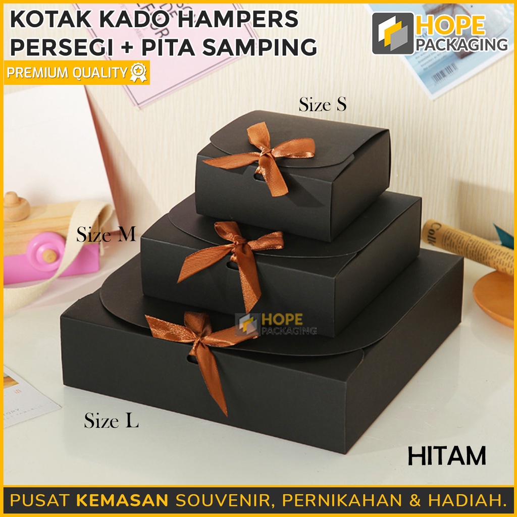 [ ISI 1 Pcs ] Kotak kado Hampers Persegi + Pita Samping Ulang Tahun / Box ultah / kotak kerudung / baju / kue / premium box gift box