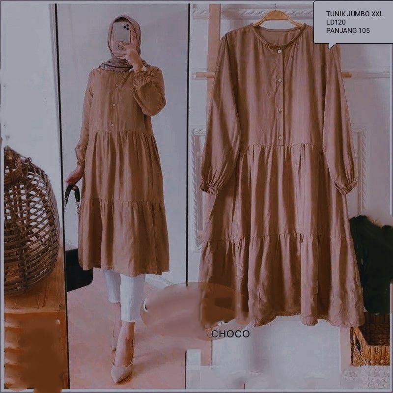 WIZA TUNIK/TUNIK JUMBO/LD102&amp;120/TUNIK KERUT KELILING/TUNIK SUSUN/TUNIK WANITA/TUNIK MUSLIM/MIDI DRESS/BUSUI&amp;BUMIL/COD!!!