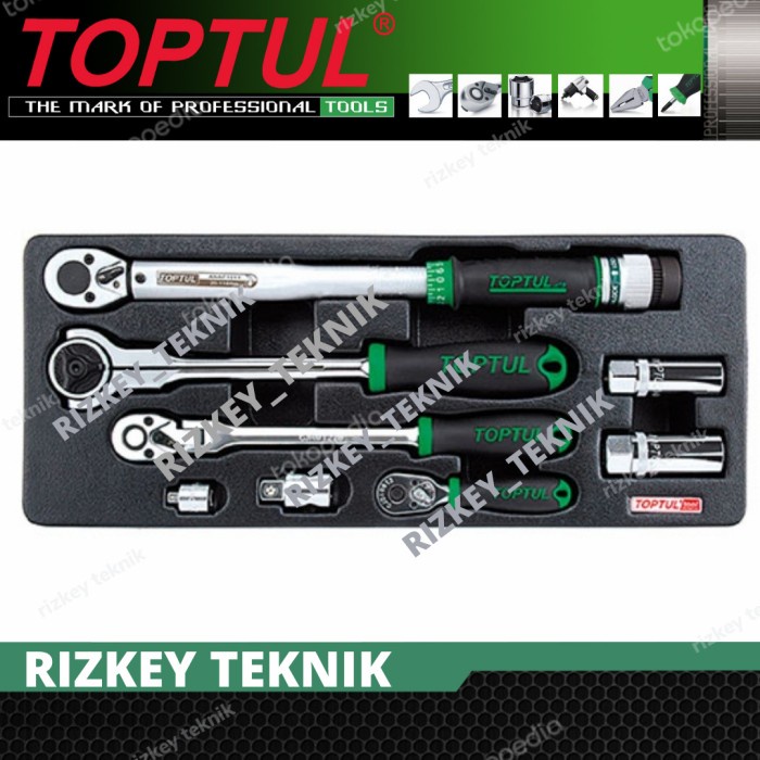 TOPTUL GCAT 0803 torque wrench, adaptor & ratchet handle set