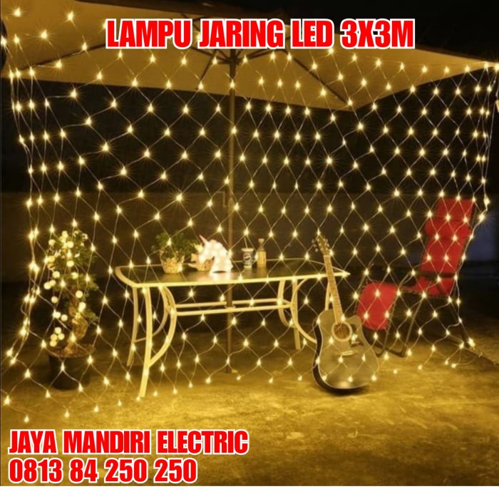 Lampu Natal Jala Led / Lampu Hias Jaring Led Putih Kuning Lampu Dekor