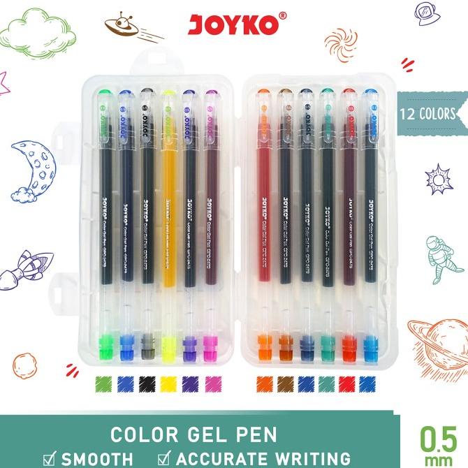 

Color Gel Pen / Pulepen / Pena Joyko GPC-247S / 12 Warna / 0.5 mm