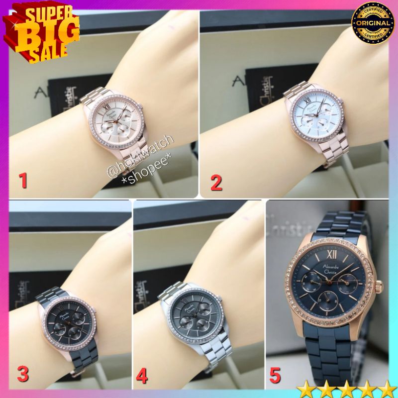 🪙BARU ORIGINAL GARANSI RESMI 1 TAHUN JAM TANGAN WANITA ALEXANDRE CHRISTIE ANALOG RANTAI STAINLESS ST